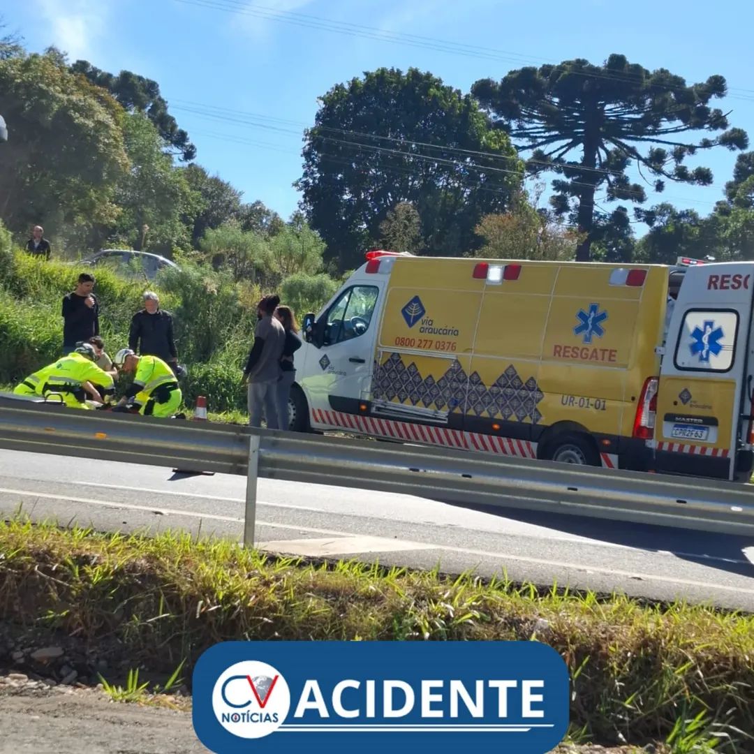 ​Motociclista fica ferido em queda de moto na BR-277 em Balsa Nova
