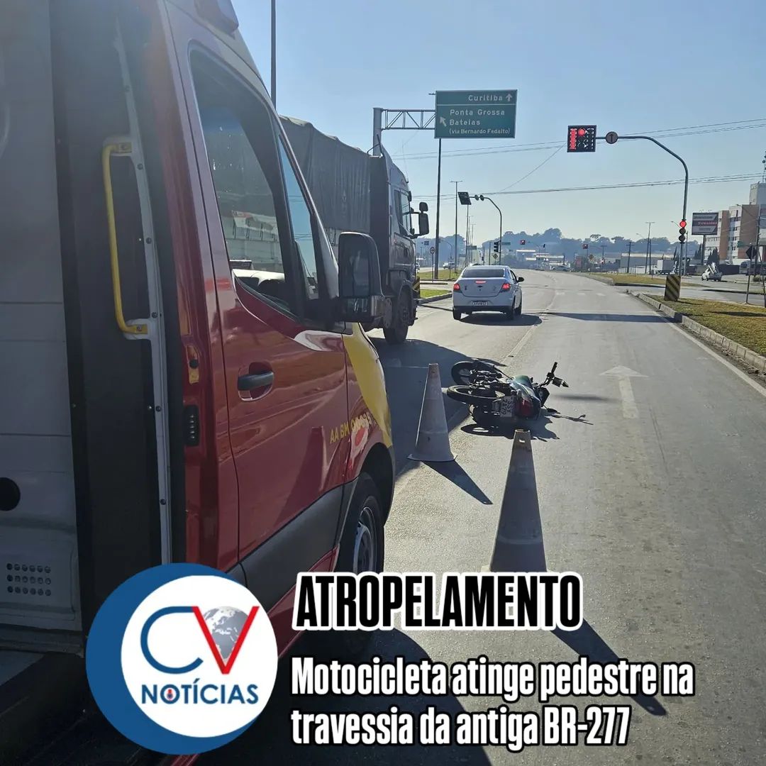 ​Grave atropelamento com motocicleta deixa duas pessoas feridas em Campo Largo