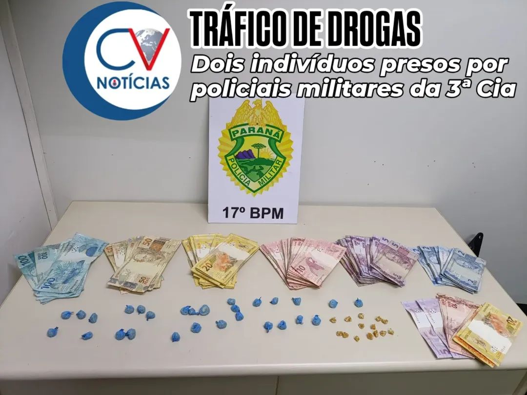 ​PM apreende drogas e prende dois suspeitos de tráfico no bairro São Gerônimo em Campo Largo