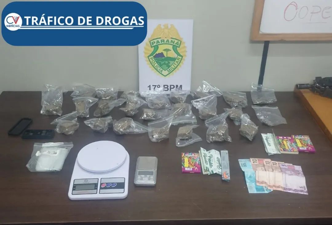Suspeito de tráfico de drogas é preso em flagrante pela Polícia Militar em Campo Largo