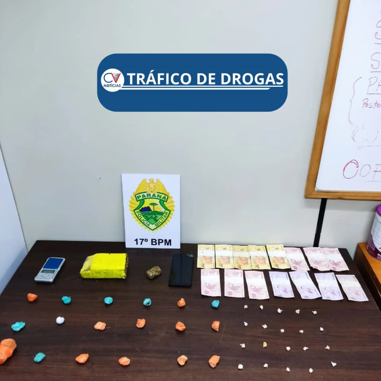 Polícia Militar apreende drogas no Jardim Itaqui e encaminha três suspeitos à delegacia em Campo Largo