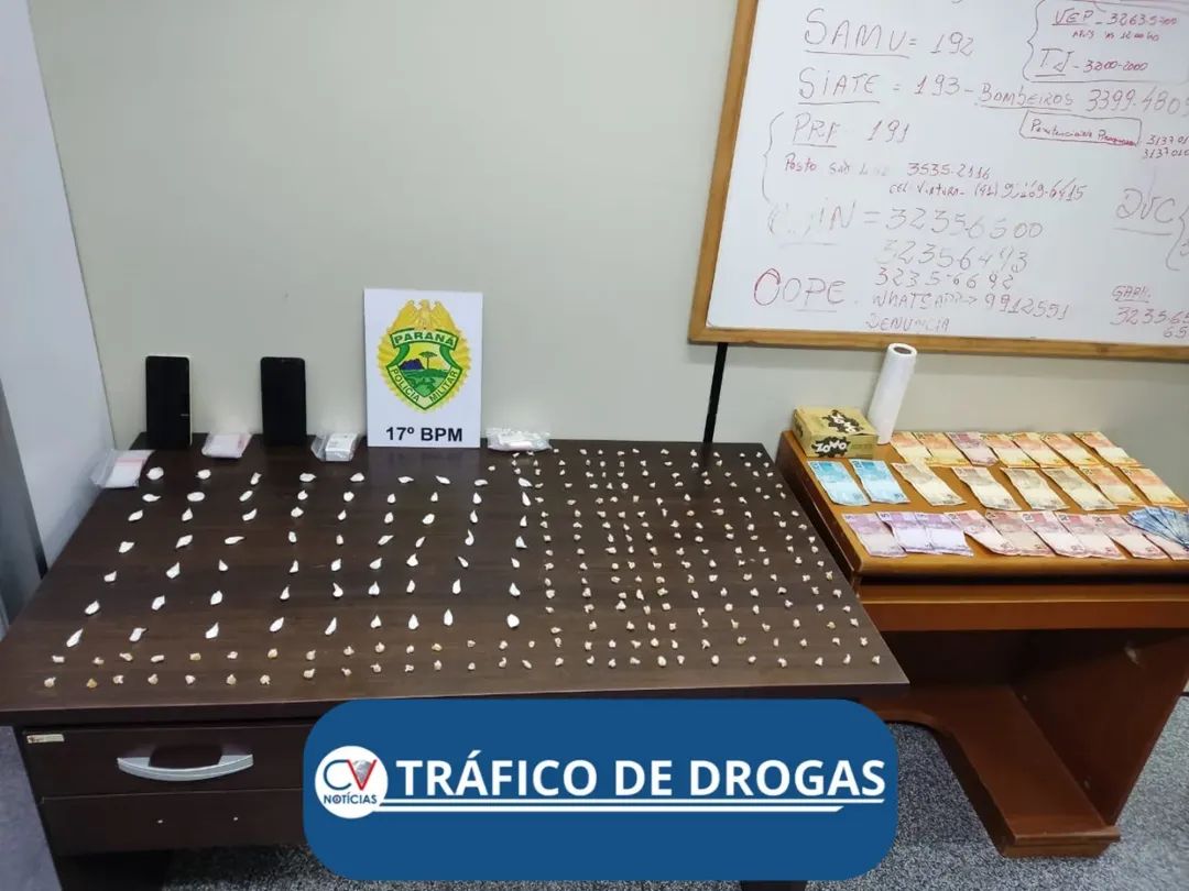 Polícia Militar prende dois suspeitos de tráfico de drogas em Bateias