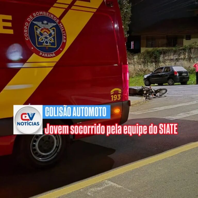 Motociclista fica ferido em colisão no bairro Santa Terezinha, em Campo Largo