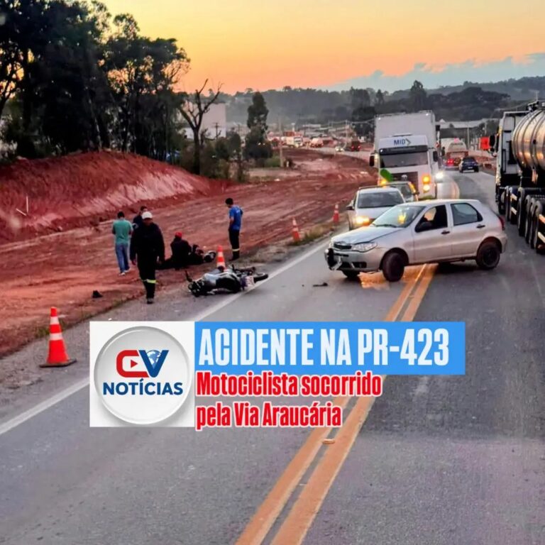 Acidente entre carro e motocicleta deixa motociclista ferido na PR-423