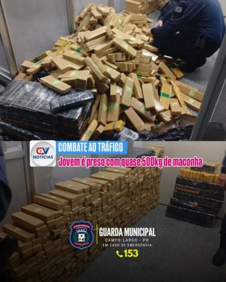 Jovem é preso com quase 489 kg de maconha após fuga pela BR-277 em Campo Largo