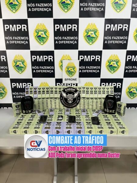 Inteligência do CIOSP de Campo Largo ajuda RONE a prender suspeitos de tráfico e apreender 400 pods de THC em Curitiba